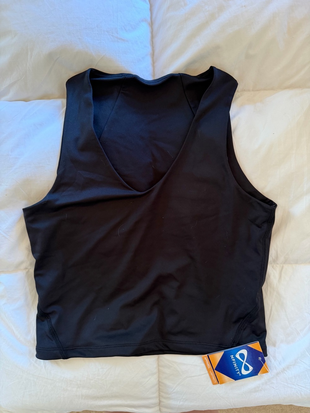 NFINITY Black Performance Crop Tank  With Scoop Neck Style